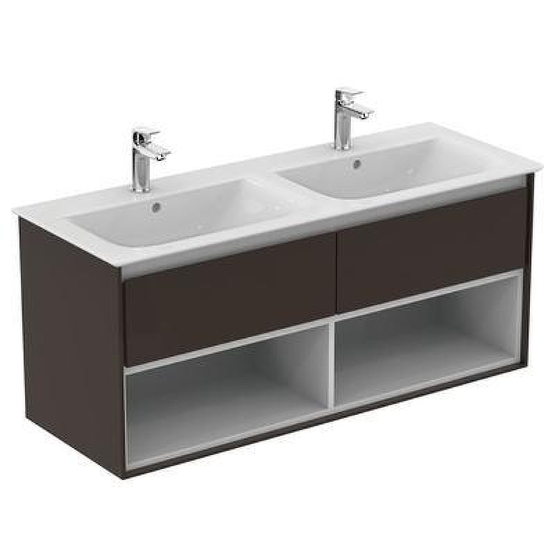 Тумба под раковину Ideal Standard Connect Air 120 E0829VY подвесная цвет Matt Dark Brown + Matt White (Темно-коричневый матовый + Белый матовый)