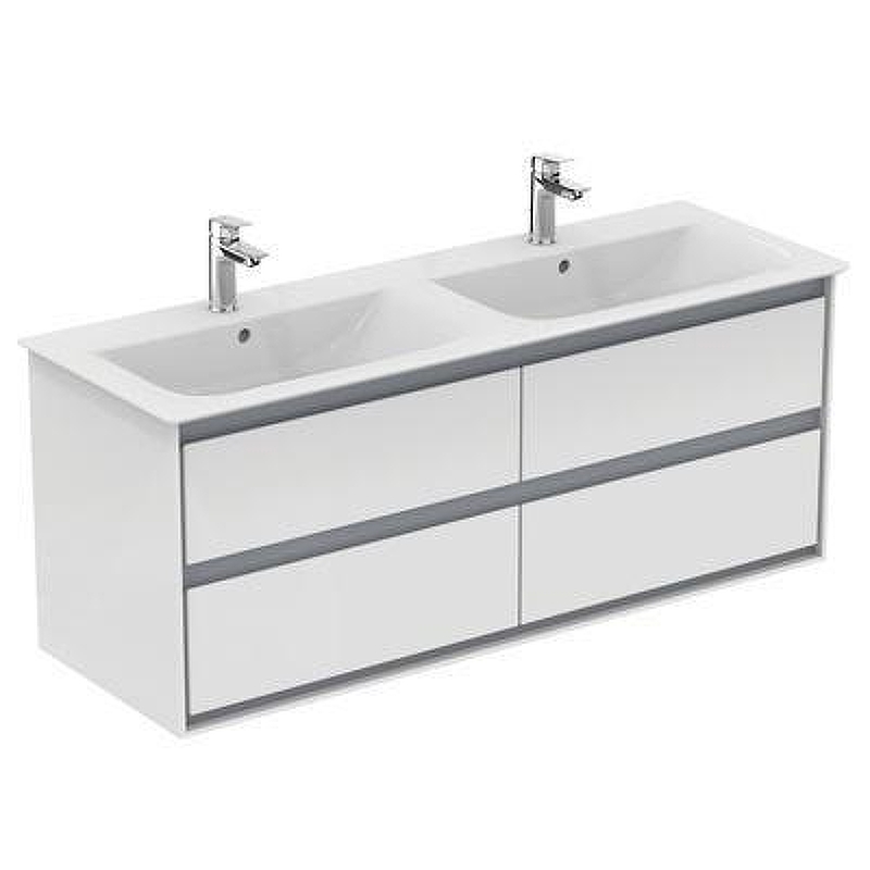 Тумба под раковину Ideal Standard Connect Air 130 E0824KN подвесная цвет Glossy White + Matt Light Grey (Белый глянцевый + Светло-серый матовый)