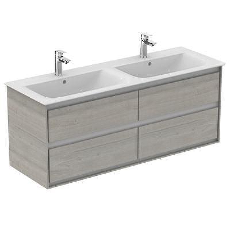 Тумба под раковину Ideal Standard Connect Air 130 E0824PS подвесная цвет Wood Light Grey + Matt White (Светло-серое дерево + Белый матовый)