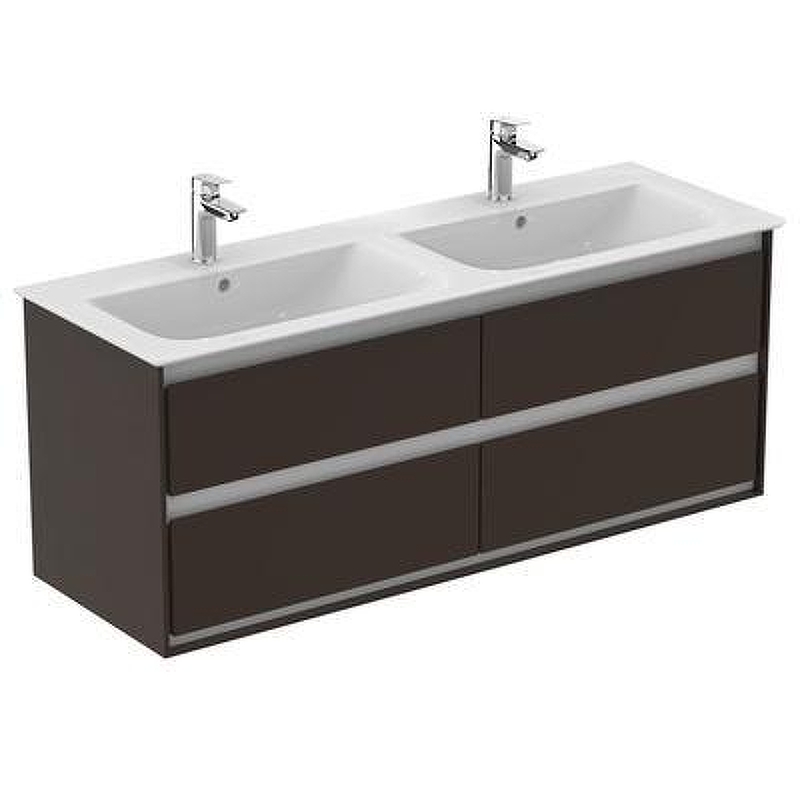 Тумба под раковину Ideal Standard Connect Air 130 E0824VY подвесная цвет Matt Dark Brown + Matt White (Темно-коричневый матовый + Белый матовый)
