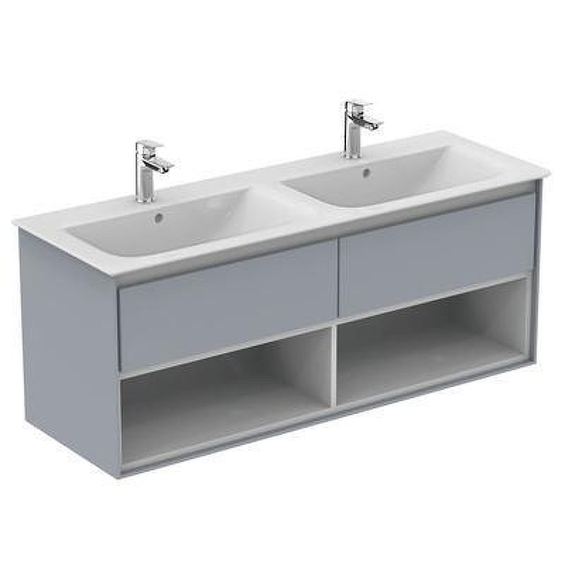 Тумба под раковину Ideal Standard Connect Air 130 E0831EQ подвесная цвет Glossy Light Grey + Matt White (Светло-серый глянцевый + Белый матовый)
