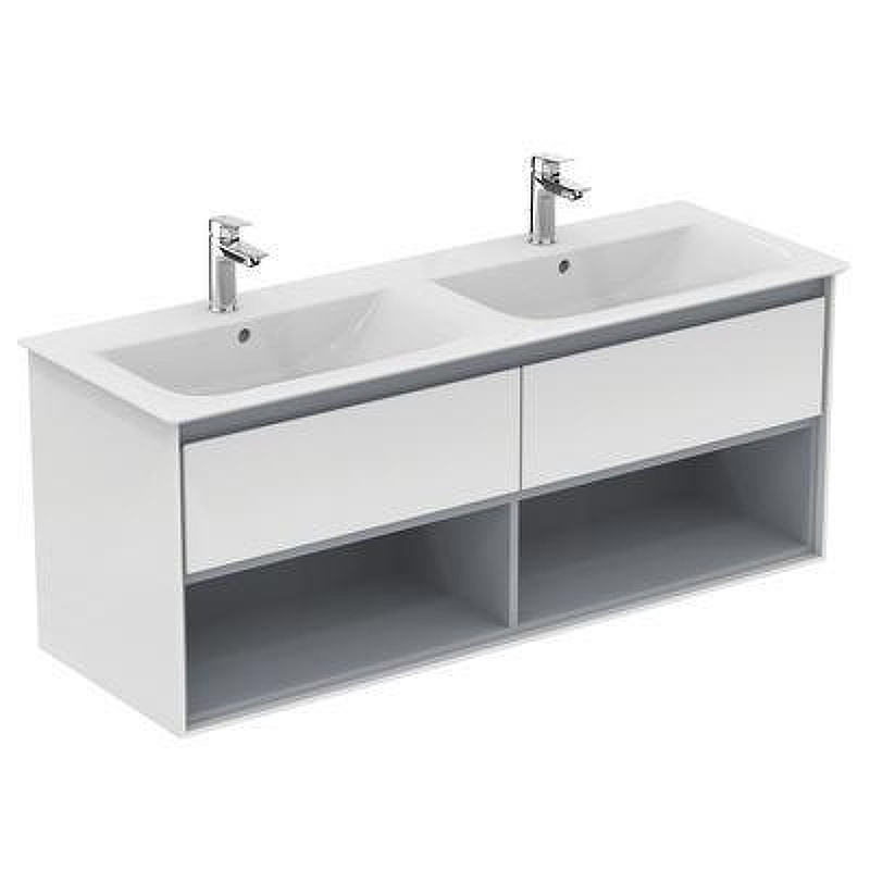 Тумба под раковину Ideal Standard Connect Air 130 E0831KN подвесная цвет Glossy White + Matt Light Grey (Белый глянцевый + Светло-серый матовый)