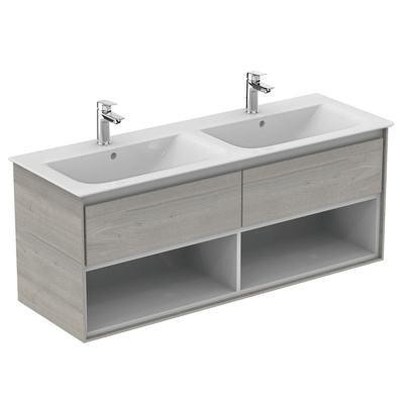 Тумба под раковину Ideal Standard Connect Air 130 E0831PS подвесная цвет Wood Light Grey + Matt White (Светло-серое дерево + Белый матовый)