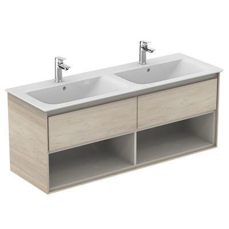 Тумба под раковину Ideal Standard Connect Air 130 E0831UK подвесная цвет Wood light brown + Matt Light Brown (Светло-коричневое дерево + Светло-коричневый матовый)