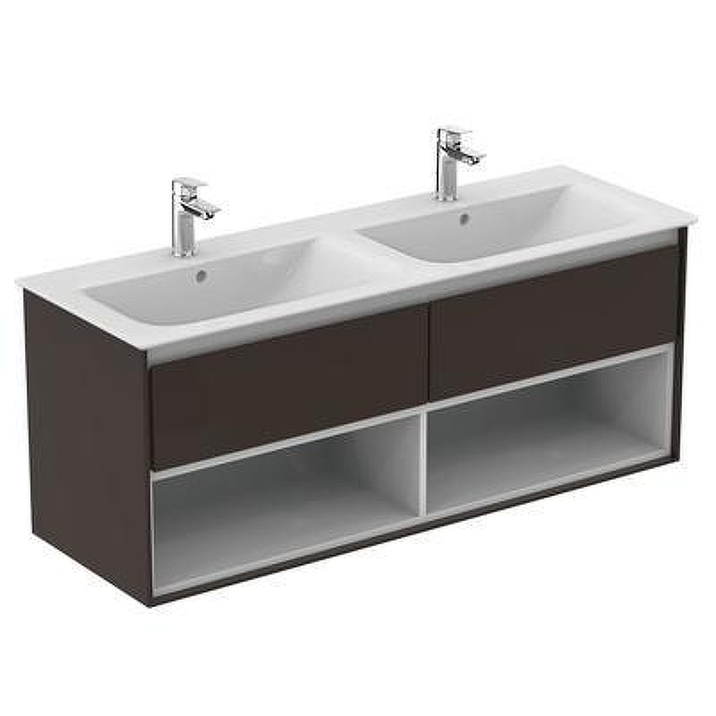 Тумба под раковину Ideal Standard Connect Air 130 E0831VY подвесная цвет Matt Dark Brown + Matt White (Темно-коричневый матовый + Белый матовый)