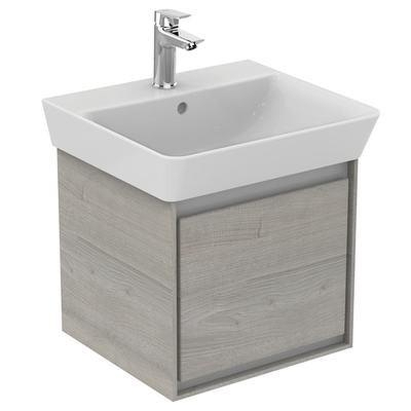 Тумба под раковину Ideal Standard Connect Air 50 E0842PS подвесная цвет Wood Light Grey + Matt White (Светло-серое дерево + Белый матовый)