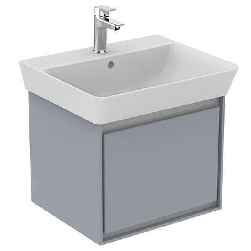 Тумба под раковину Ideal Standard Connect Air 55 E0844EQ подвесная цвет Glossy Light Grey + Matt White (Светло-серый глянцевый + Белый матовый)