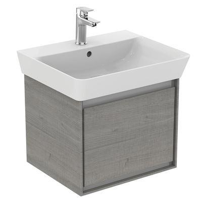 Тумба под раковину Ideal Standard Connect Air 55 E0844PS подвесная цвет Wood Light Grey + Matt White (Светло-серое дерево + Белый матовый)