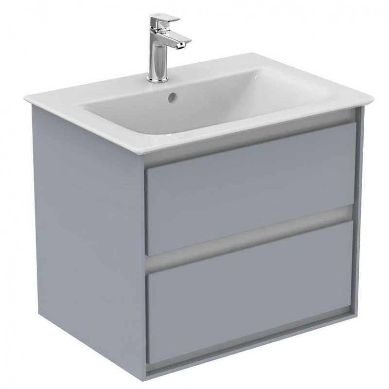 Тумба под раковину Ideal Standard Connect Air 60 E0818EQ подвесная цвет Glossy Light Grey + Matt White (Светло-серый глянцевый + Белый матовый)