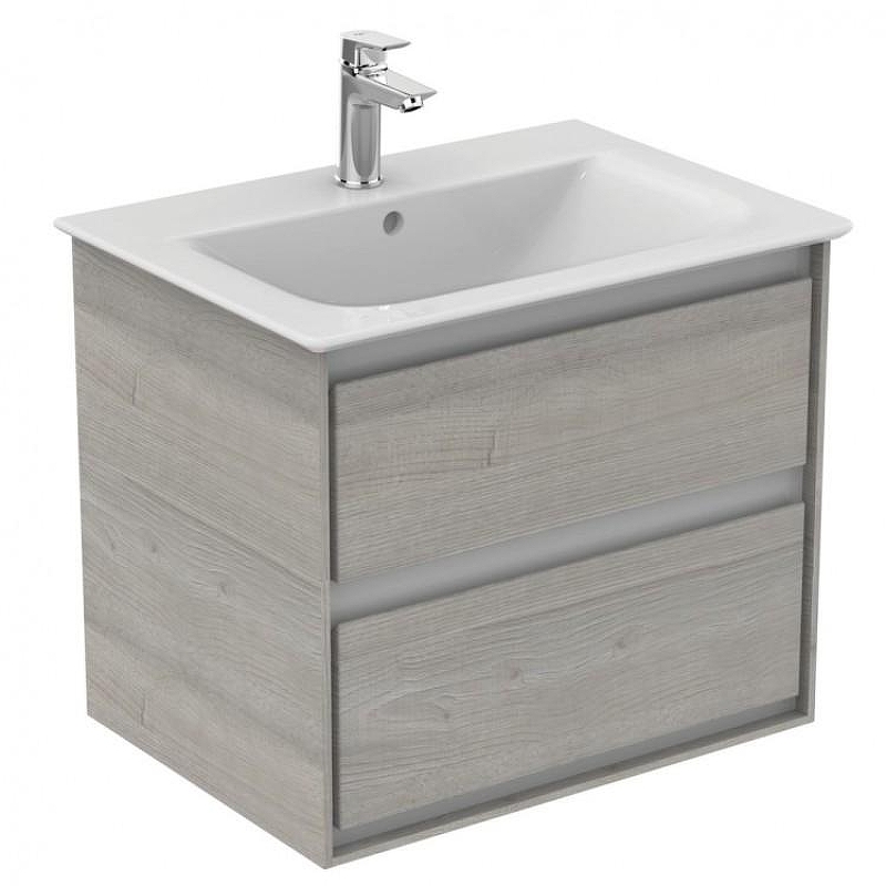 Тумба под раковину Ideal Standard Connect Air 60 E0818PS подвесная цвет Wood Light Grey + Matt White (Светло-серое дерево + Белый матовый)