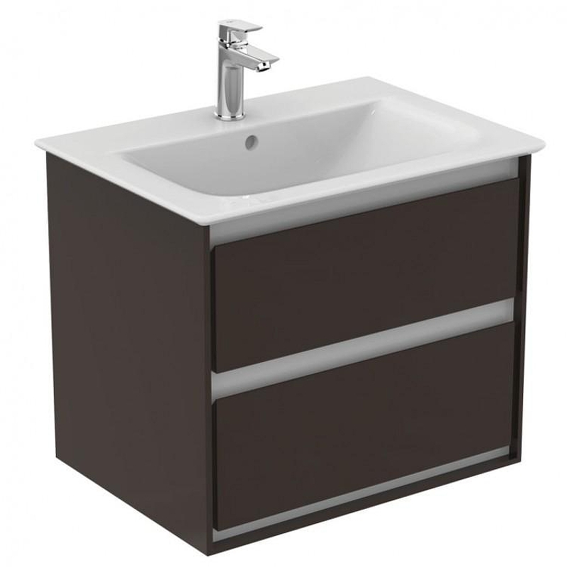 Тумба под раковину Ideal Standard Connect Air 60 E0818VY подвесная цвет Matt Dark Brown + Matt White (Темно-коричневый матовый + Белый матовый)
