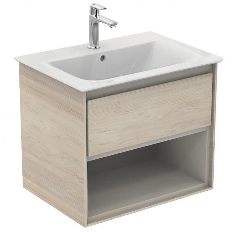 Тумба под раковину Ideal Standard Connect Air 60 E0826UK подвесная цвет Wood light brown + Matt Light Brown (Светло-коричневое дерево + Светло-коричневый матовый)