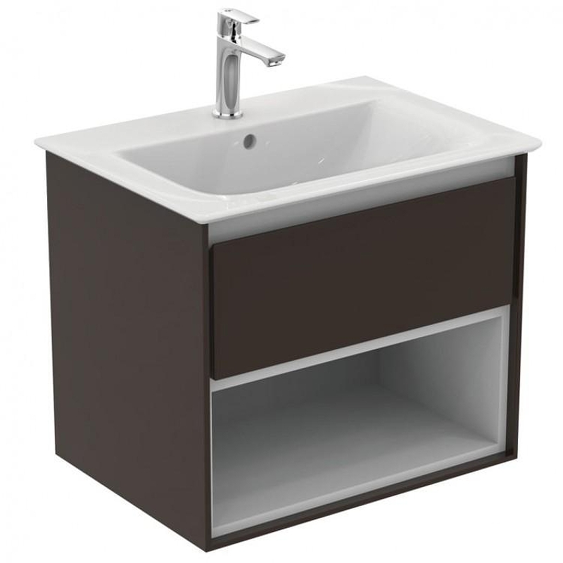 Тумба под раковину Ideal Standard Connect Air 60 E0826VY подвесная цвет Matt Dark Brown + Matt White (Темно-коричневый матовый + Белый матовый)