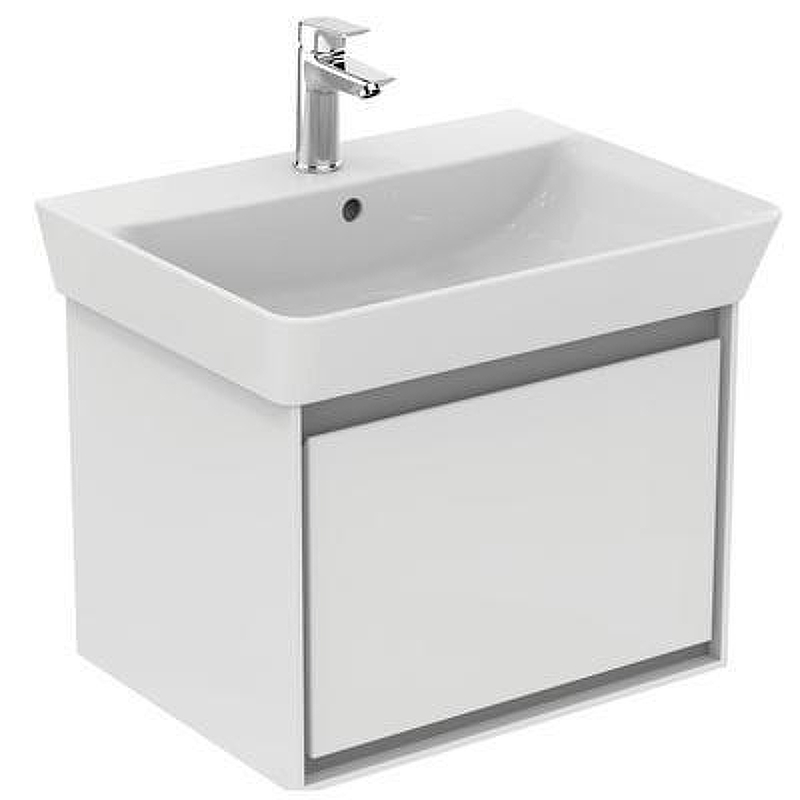 Тумба под раковину Ideal Standard Connect Air 60 E0846KN подвесная цвет Glossy White + Matt Light Grey (Белый глянцевый + Светло-серый матовый)