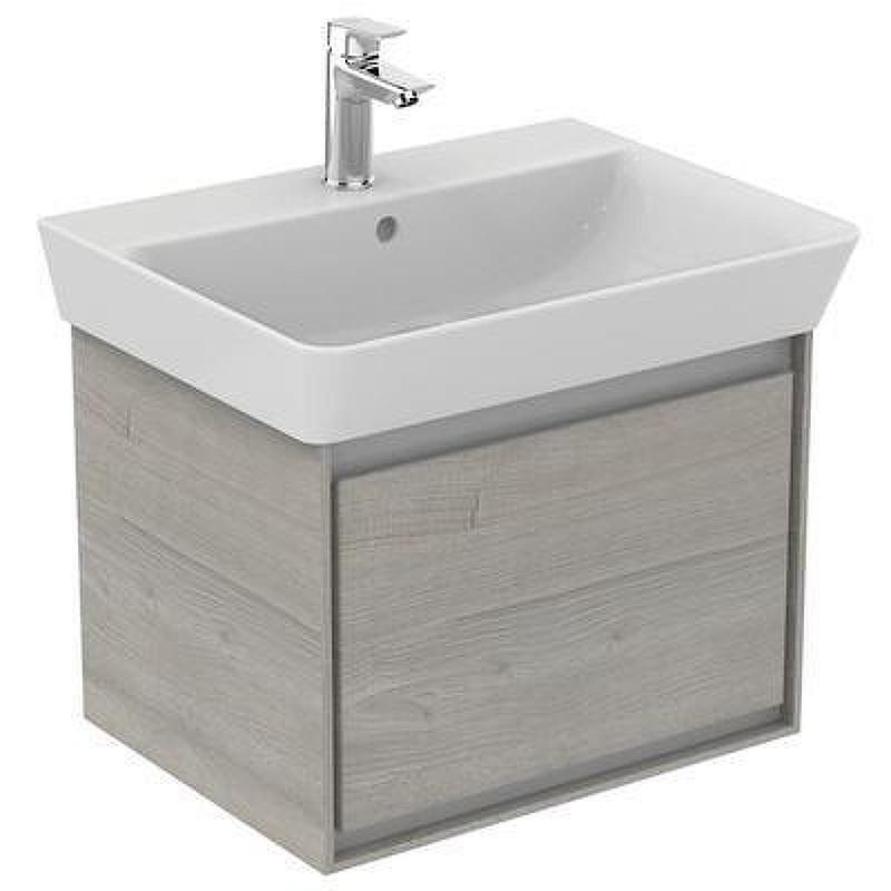 Тумба под раковину Ideal Standard Connect Air 60 E0846PS подвесная цвет Wood Light Grey + Matt White (Светло-серое дерево + Белый матовый)