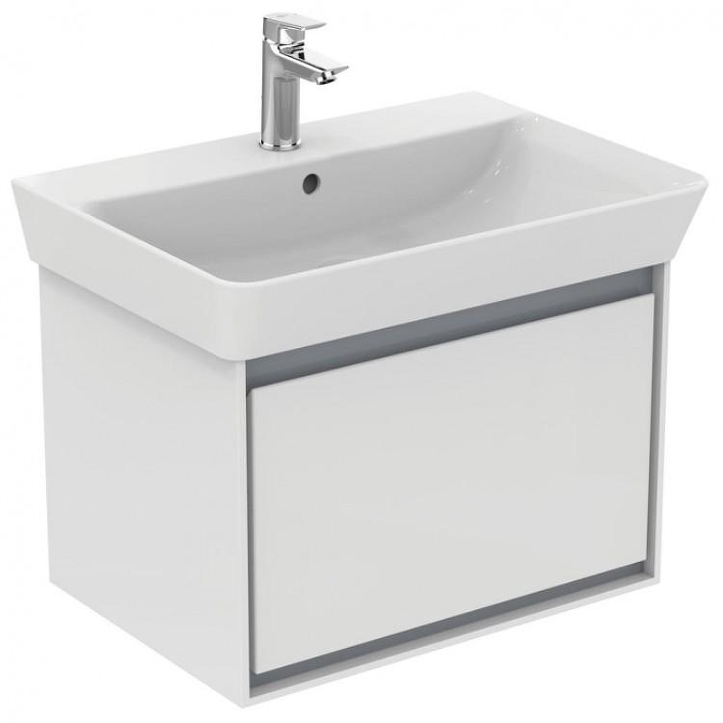 Тумба под раковину Ideal Standard Connect Air 65 E0847KN подвесная цвет Glossy White + Matt Light Grey (Белый глянцевый + Светло-серый матовый)