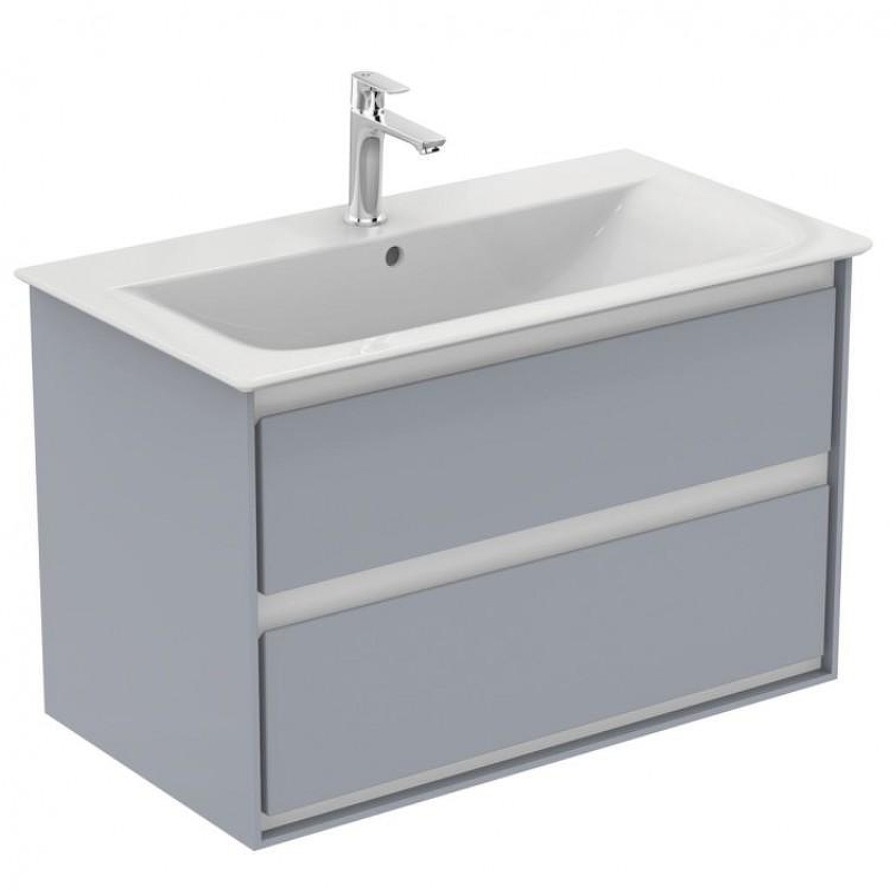 Тумба под раковину Ideal Standard Connect Air 80 E0819EQ подвесная цвет Glossy Light Grey + Matt White (Светло-серый глянцевый + Белый матовый)