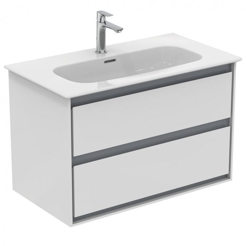 Тумба под раковину Ideal Standard Connect Air 80 E0819KN подвесная цвет Glossy White + Matt Light Grey (Белый глянцевый + Светло-серый матовый)