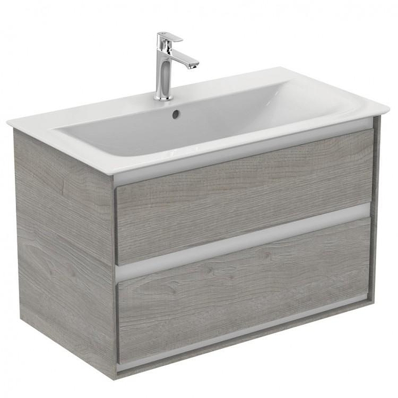 Тумба под раковину Ideal Standard Connect Air 80 E0819PS подвесная цвет Wood Light Grey + Matt White (Светло-серое дерево + Белый матовый)