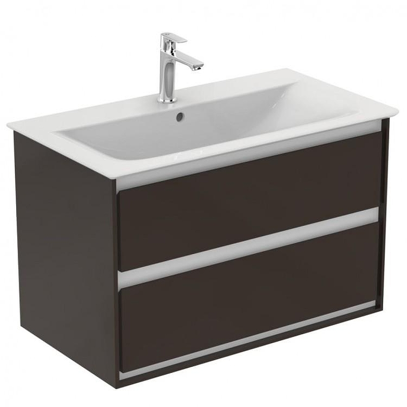 Тумба под раковину Ideal Standard Connect Air 80 E0819VY подвесная цвет Matt Dark Brown + Matt White (Темно-коричневый матовый + Белый матовый)