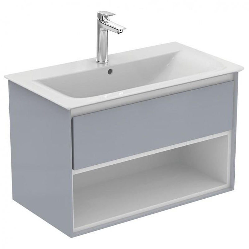 Тумба под раковину Ideal Standard Connect Air 80 E0827EQ подвесная цвет Glossy Light Grey + Matt White (Светло-серый глянцевый + Белый матовый)