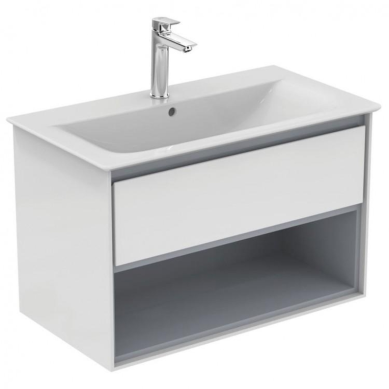 Тумба под раковину Ideal Standard Connect Air 80 E0827KN подвесная цвет Glossy White + Matt Light Grey (Белый глянцевый + Светло-серый матовый)