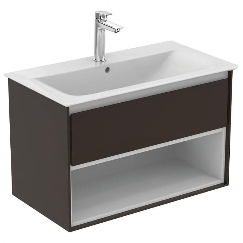Тумба под раковину Ideal Standard Connect Air 80 E0827VY подвесная цвет Matt Dark Brown + Matt White (Темно-коричневый матовый + Белый матовый)