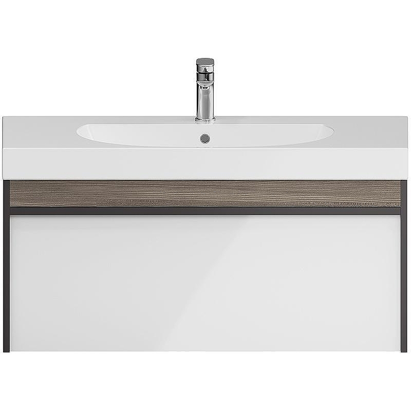 Тумба под раковину Kerama Marazzi Modula 100 MO.100.1+1\AR подвесная Белая глянцевая Дерево