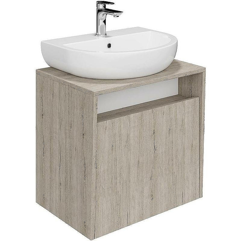 Тумба под раковину Kerama Marazzi Pro 60 PRO.60.1\OAK.O подвесная Белая глянцевая Дуб Орегон