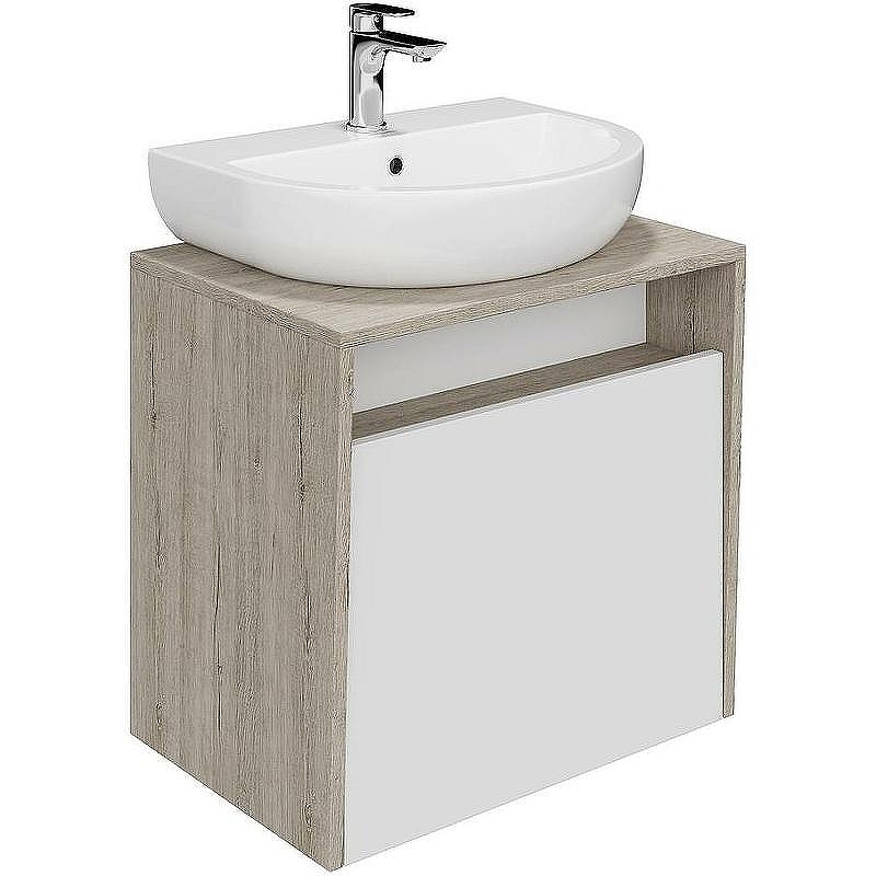 Тумба под раковину Kerama Marazzi Pro 60 PRO.60.1\WHT подвесная Белая глянцевая Дуб Орегон