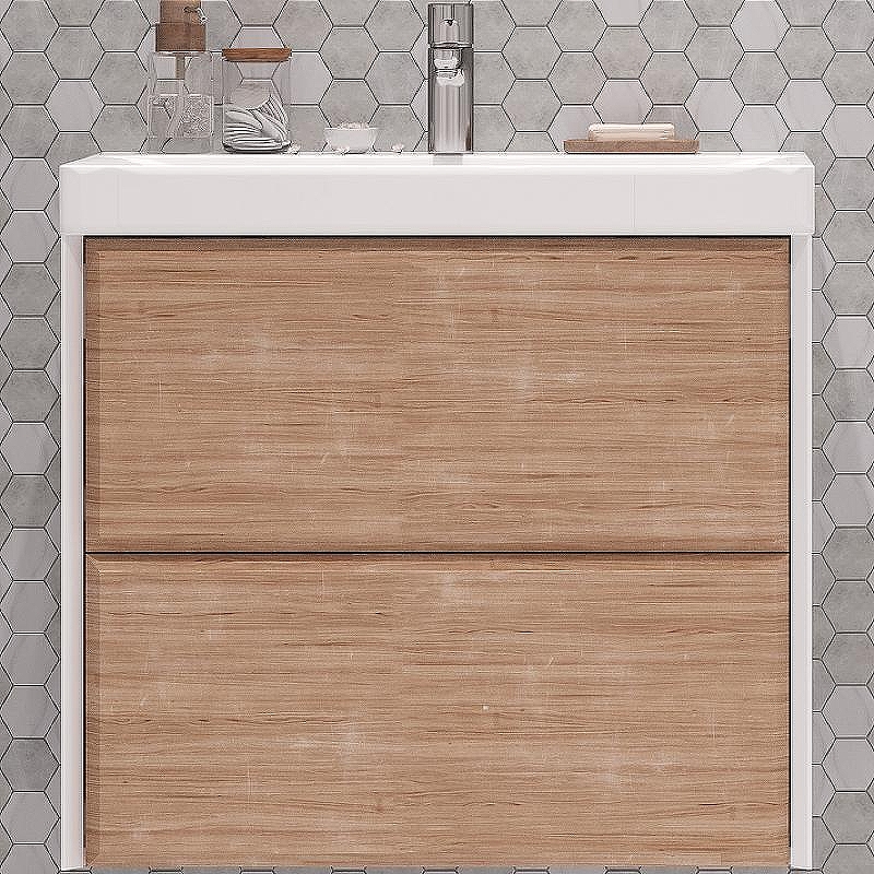 Тумба под раковину Velvex Gesso 70 tp.GES.9696.70.2Y подвесная Белая матовая Дуб сонома