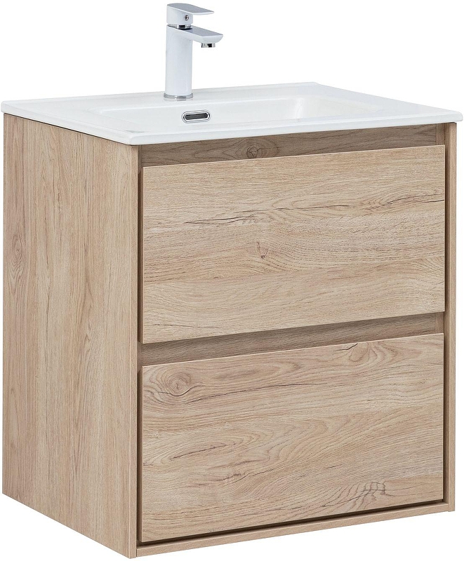 Тумба с раковиной Aquanet Милан 60 340167 подвесная цвет Дуб светлый