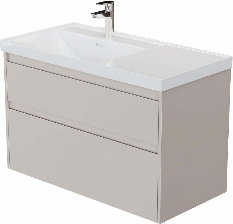 Тумба с раковиной Aquanet Nova Lite 2.0 100 L 365906 подвесная цвет Бежевый