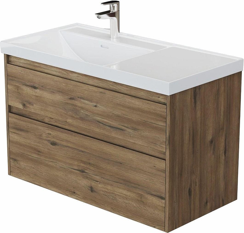 Тумба с раковиной Aquanet Nova Lite 2.0 100 L 365908 подвесная цвет Дуб рустикальный