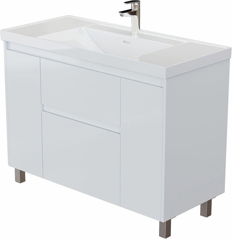 Тумба с раковиной Aquanet Nova Lite 2.0 110 365919 цвет Белый глянец