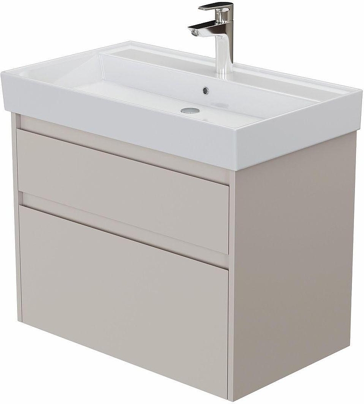 Тумба с раковиной Aquanet Nova Lite 2.0 75 348192 подвесная цвет Бежевый