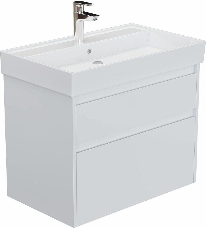 Тумба с раковиной Aquanet Nova Lite 2.0 75 348193 подвесная цвет Белый глянец