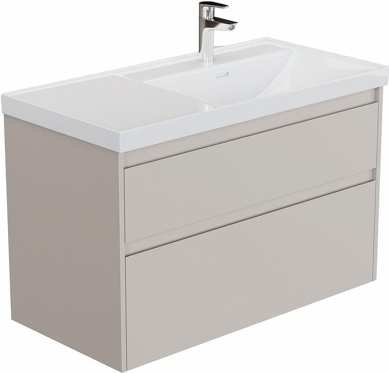 Тумба с раковиной Aquanet Nova Lite 2.0 90 R 365926 подвесная цвет Бежевый