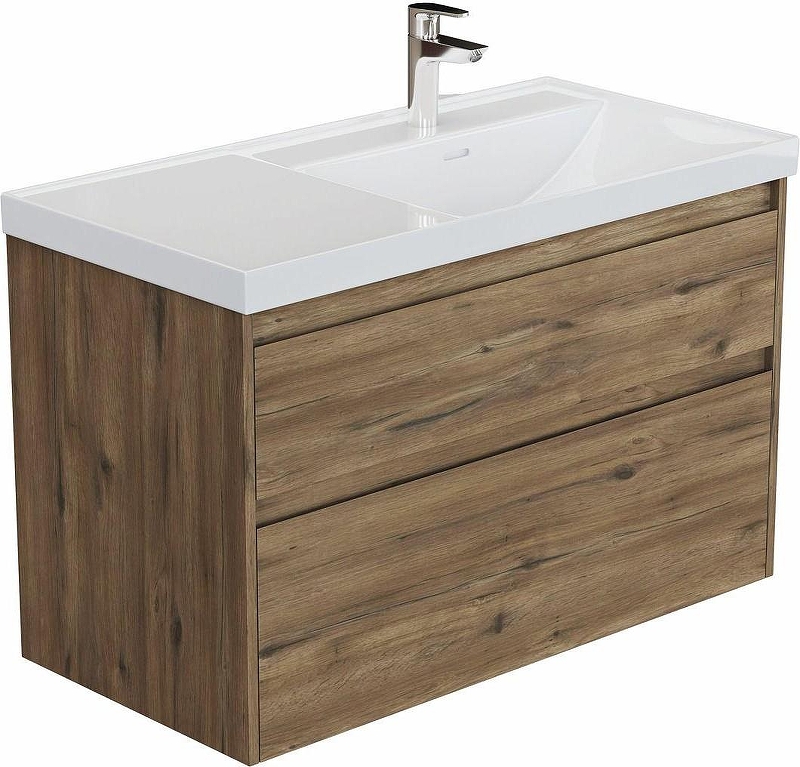Тумба с раковиной Aquanet Nova Lite 2.0 90 R 365928 подвесная цвет Дуб рустикальный
