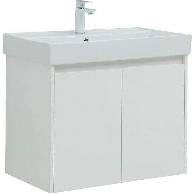 Тумба с раковиной Aquanet Nova Lite 75 302526 подвесная Белый глянец