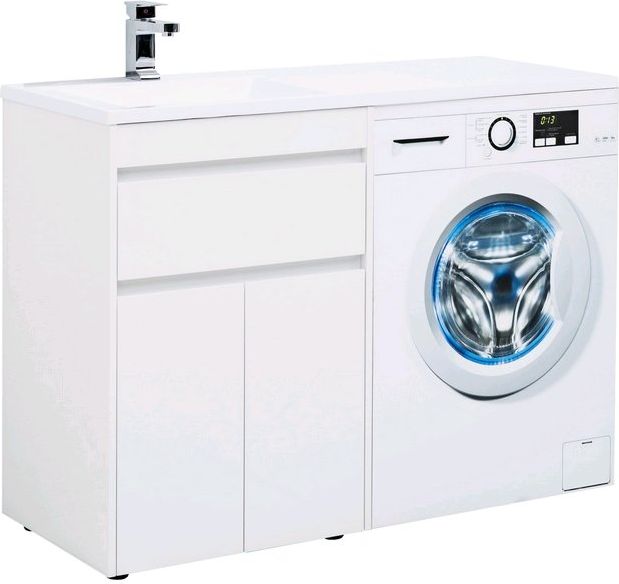 Тумба с раковиной Aquanet Токио 120 L белый напольная, 1 ящик, 2 дверцы 239211 58 см