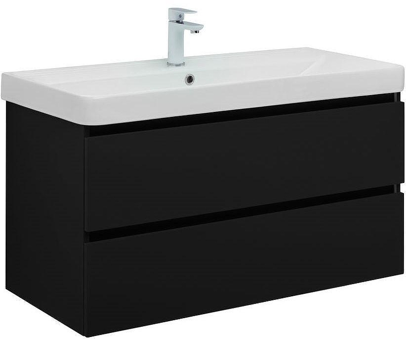 Тумба с раковиной Aquanet Вега 2.0 100 344745 подвесная цвет Черный