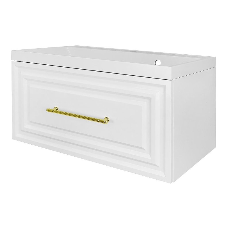 Тумба с раковиной Azario Laura 80 CS00104009 подвесная цвет Белый глянцевый