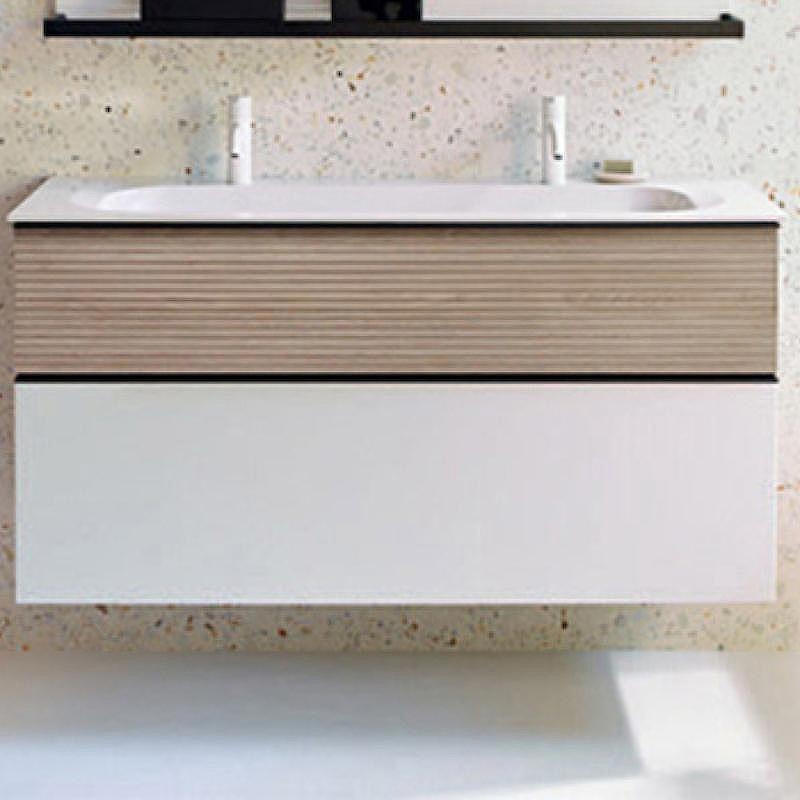 Тумба с раковиной Burgbad Fiumo 120 SFXO122F3956FOT45G0200C0001*2 подвесная Белая Бежевая