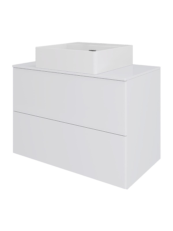 Тумба с раковиной Orange Otto 75 Ot-75TuMDF+B04-405W подвесная цвет Белый глянец