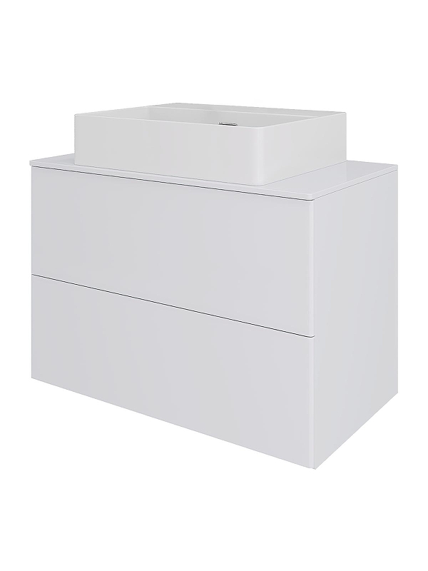 Тумба с раковиной Orange Otto 75 Ot-75TuMDF+B04-500W подвесная цвет Белый глянец