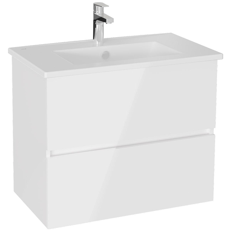 Тумба с раковиной Vitra Mia Plus Square 80 69742 подвесная Белая глянцевая
