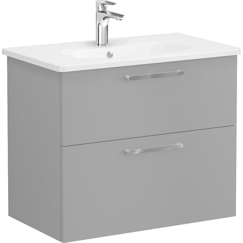 Тумба с раковиной Vitra Root Flat 80 68289 подвесная Серый камень матовый