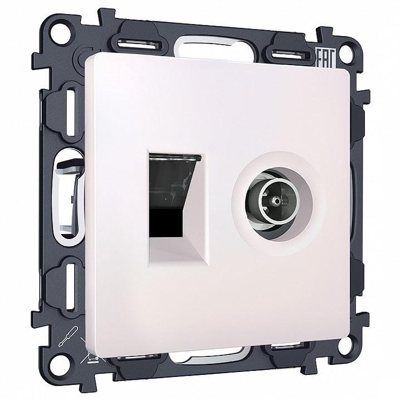 ТВ-розетка и розетка Ethernet RJ-45 без рамки Ambrella Volt MA MA212510 цвет Жемчужный