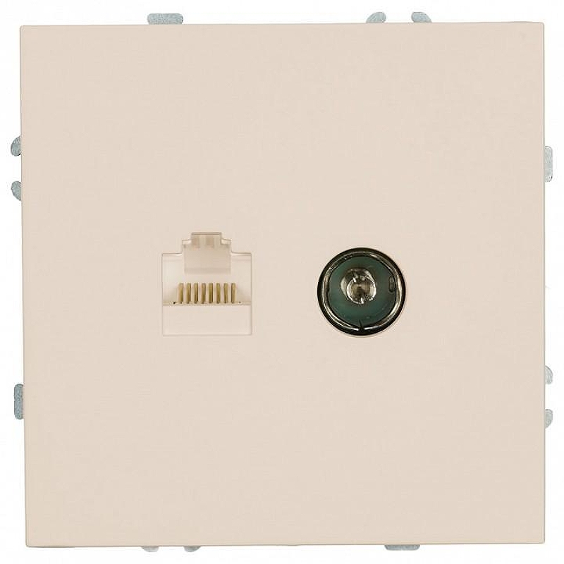 ТВ-розетка и розетка Ethernet RJ-45 без рамки Stekker Эмили 49898 цвет Серый